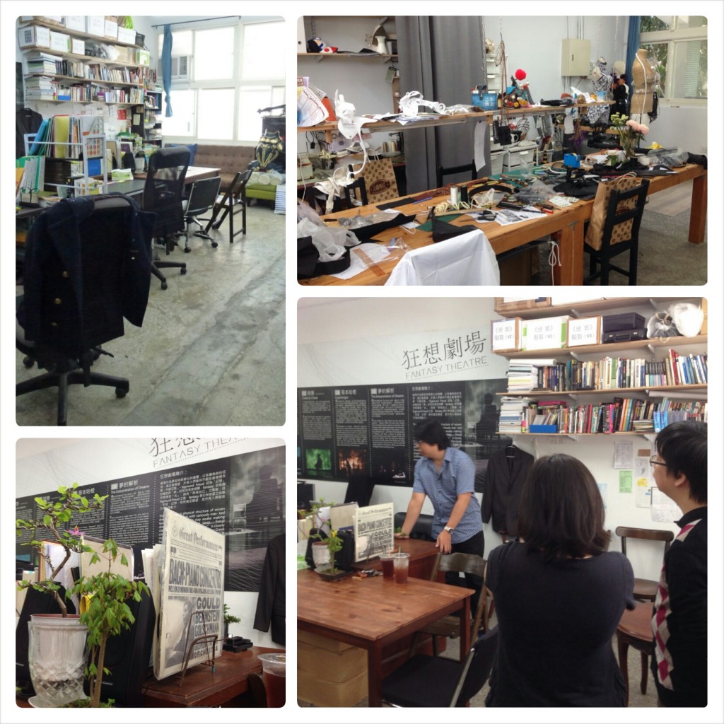 「狂想劇場」在二樓一個打通了的課室，一邊為辦工地方，一邊是工場