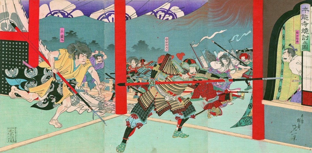 錦繪本能寺燒討之圖  (圖片來源﹕互聯網)